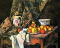 Stillleben mit Blumenhalter Paul Cezanne